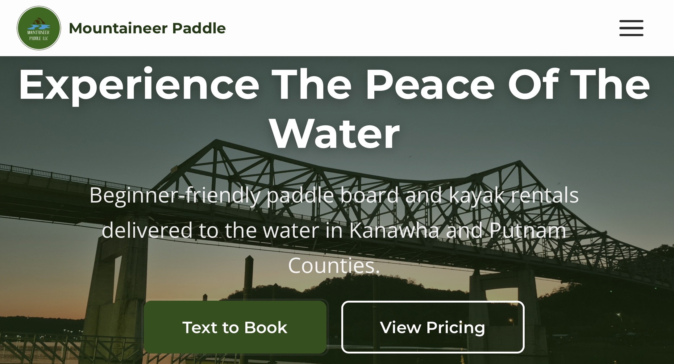 Mountaineer Paddle website homepage screenshot